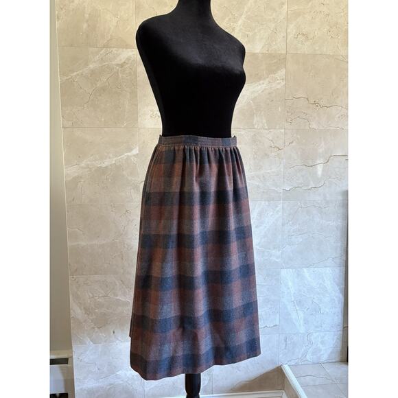 VTG Pendleton Plaid Wool Blazer Skirt Set - Small Brown USA Dark Academia Preppy - Picture 11 of 15